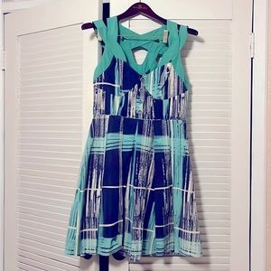 Tracy Reese aqua and navy dress size 8